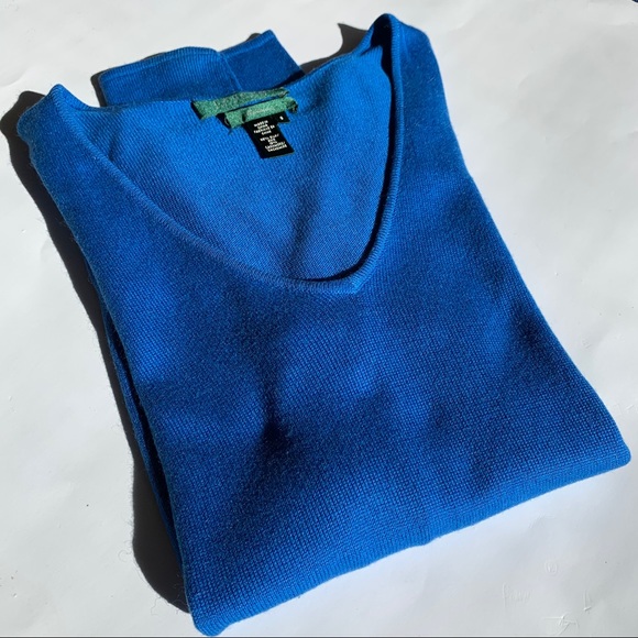 Ralph Lauren Sweaters - RALPH LAUREN cashmere silk sweater v neck pullover long sleeved cerulean blue